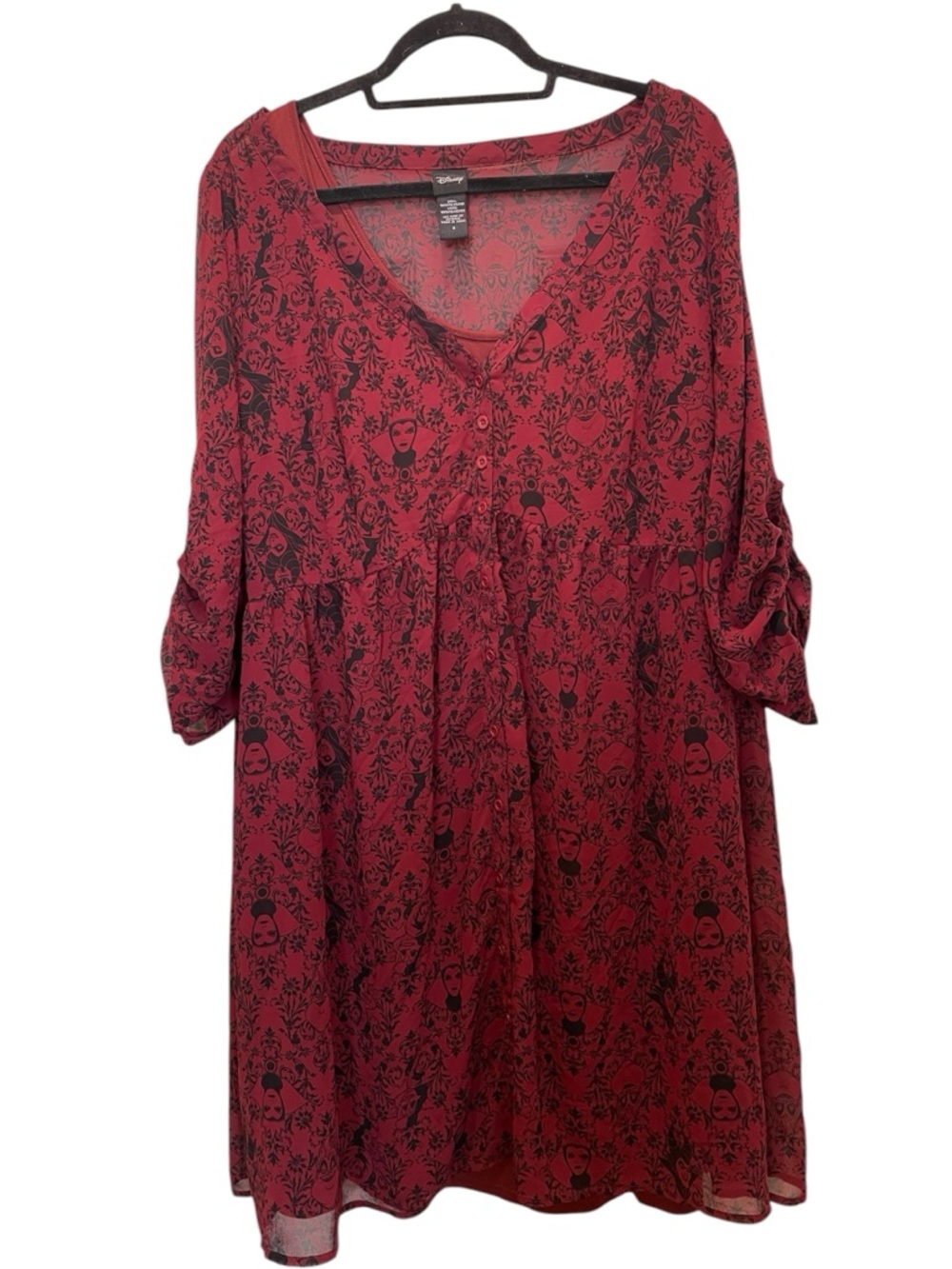 TORRID Disney Villains Burgundy and Black Georgette Tunic Dress 2X